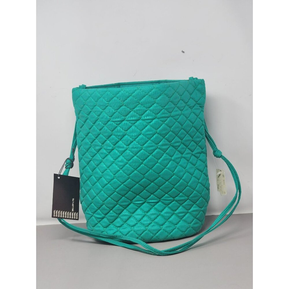 Shirl Miller LTD Quilted Aqua‎ Green Shoulder Bag Straps Colorful Lined Interior